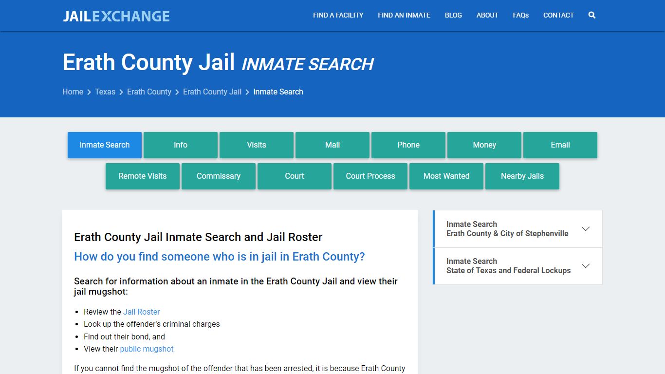 Inmate Search: Roster & Mugshots - Erath County Jail, TX - Jail Exchange